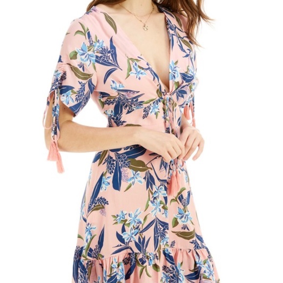 Pink Floral Ruffle Light Weight Summer Dress (A) - Picture 2 of 10